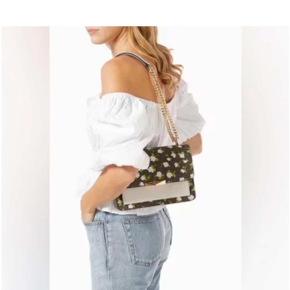 MICHAEL KORS Large Jade Shoulder Crossbody Bag in Floral Logo Canvas‎